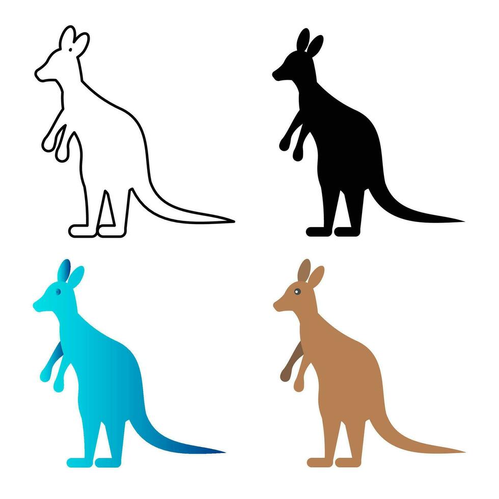 Abstract Flat Kangaroo Animal Silhouette Illustration vector