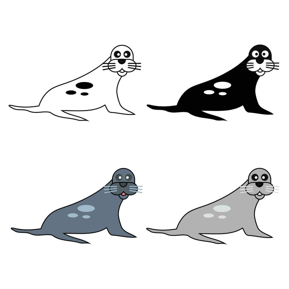 Abstract Flat Mammal Seal Silhouette Illustration vector