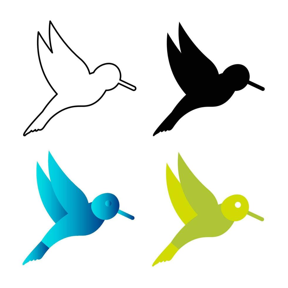 Abstract Flat Humming Bird Silhouette Illustration vector