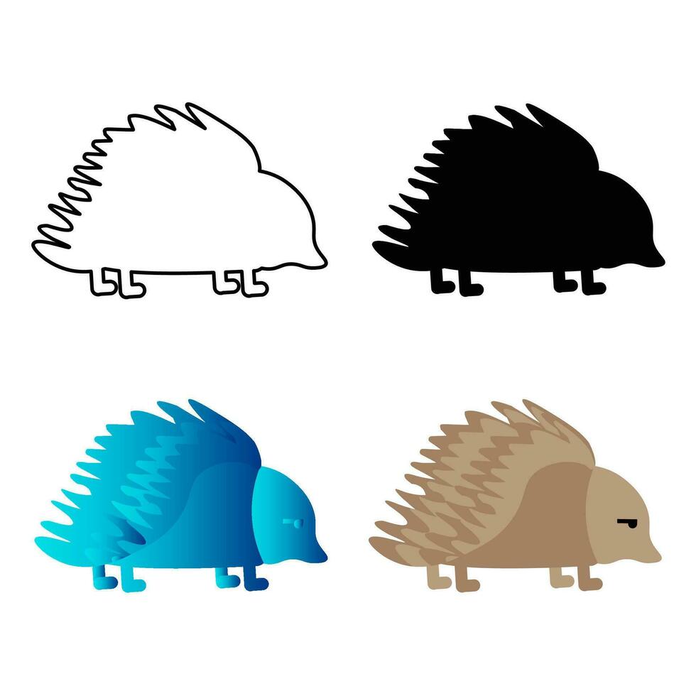 Abstract Flat Porcupine Animal Silhouette Illustration vector