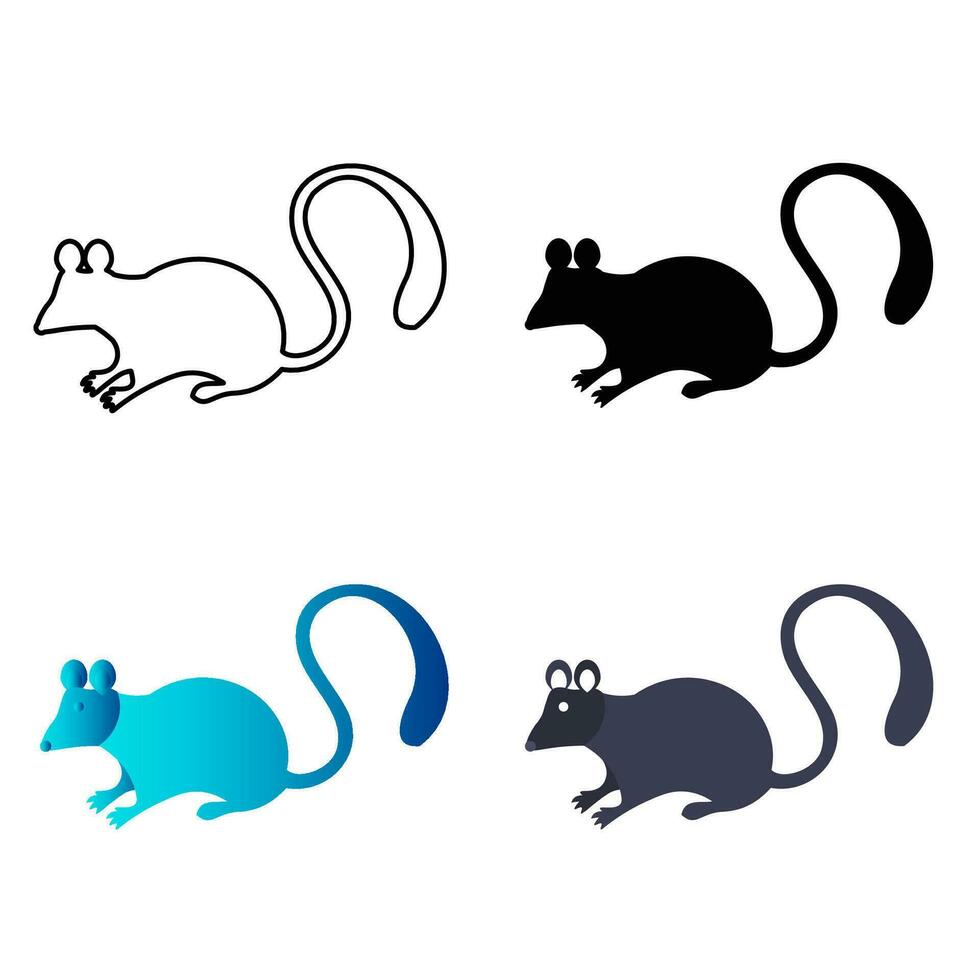 Abstract Flat Mouse Animal Silhouette Illustration vector