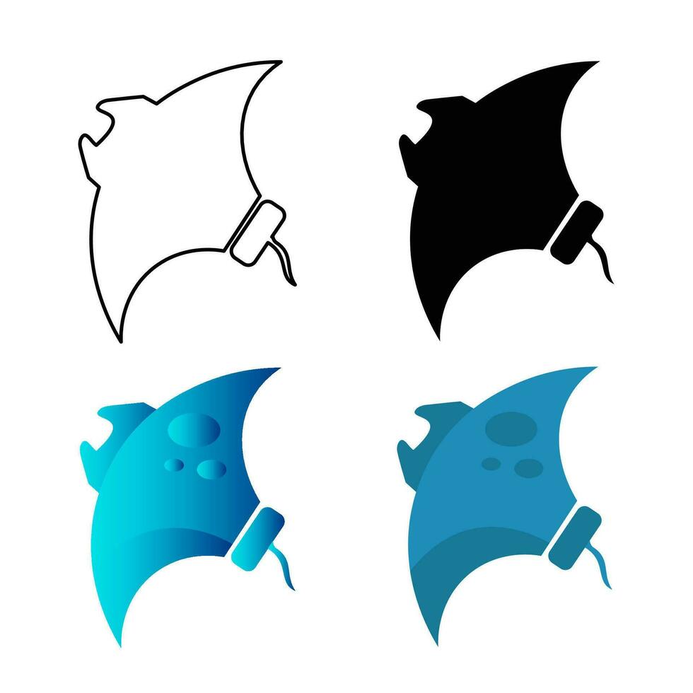 Abstract Flat Manta Ray Silhouette Illustration vector