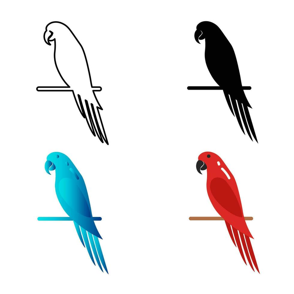 Abstract Flat Parrot Bird Silhouette Illustration vector