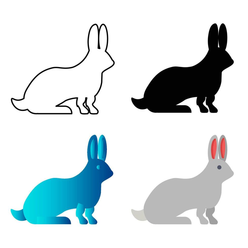Abstract Flat Rabbit Animal Silhouette Illustration vector
