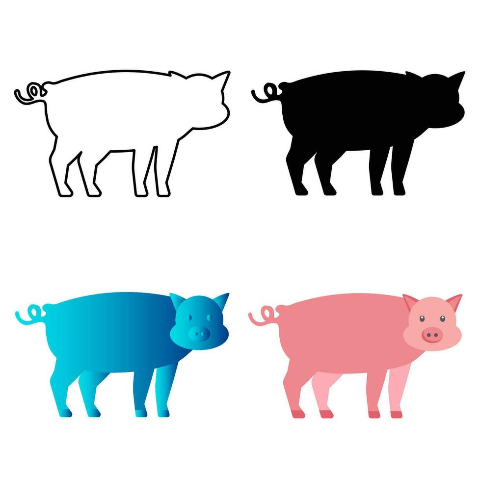 Abstract Flat Pig Animal Silhouette Illustration vector