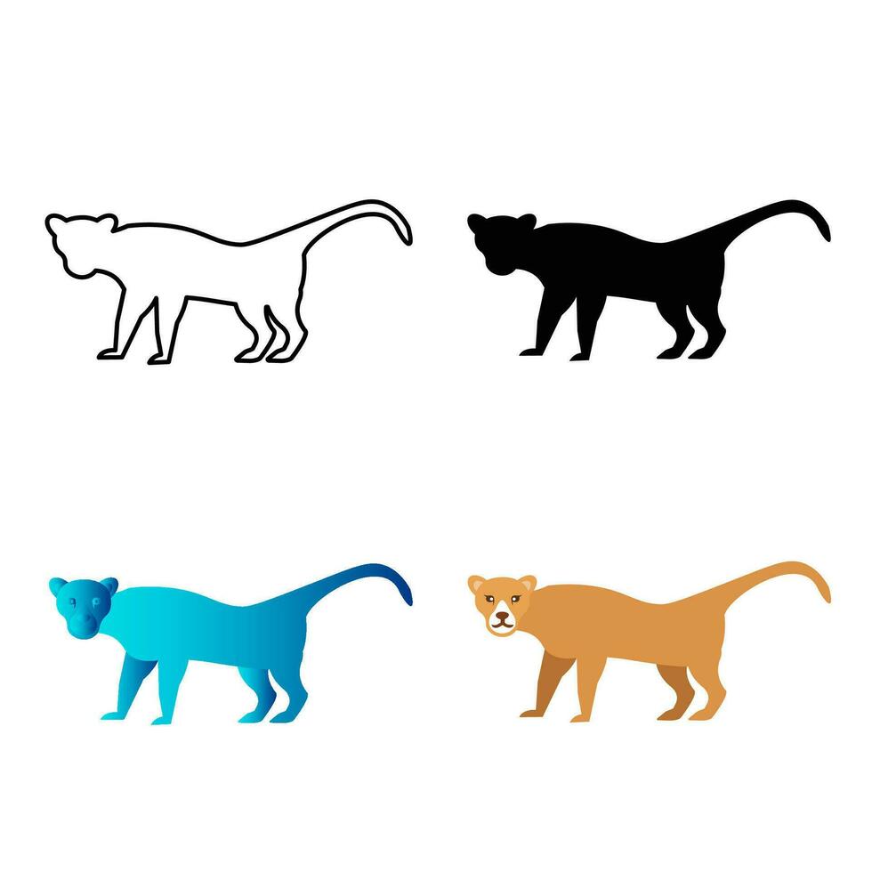 Abstract Flat Puma Animal Silhouette Illustration vector