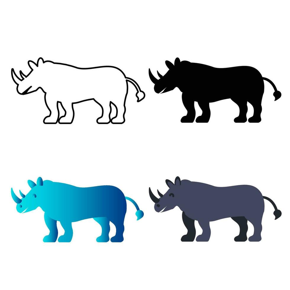 Abstract Flat Rhino Animal Silhouette Illustration vector