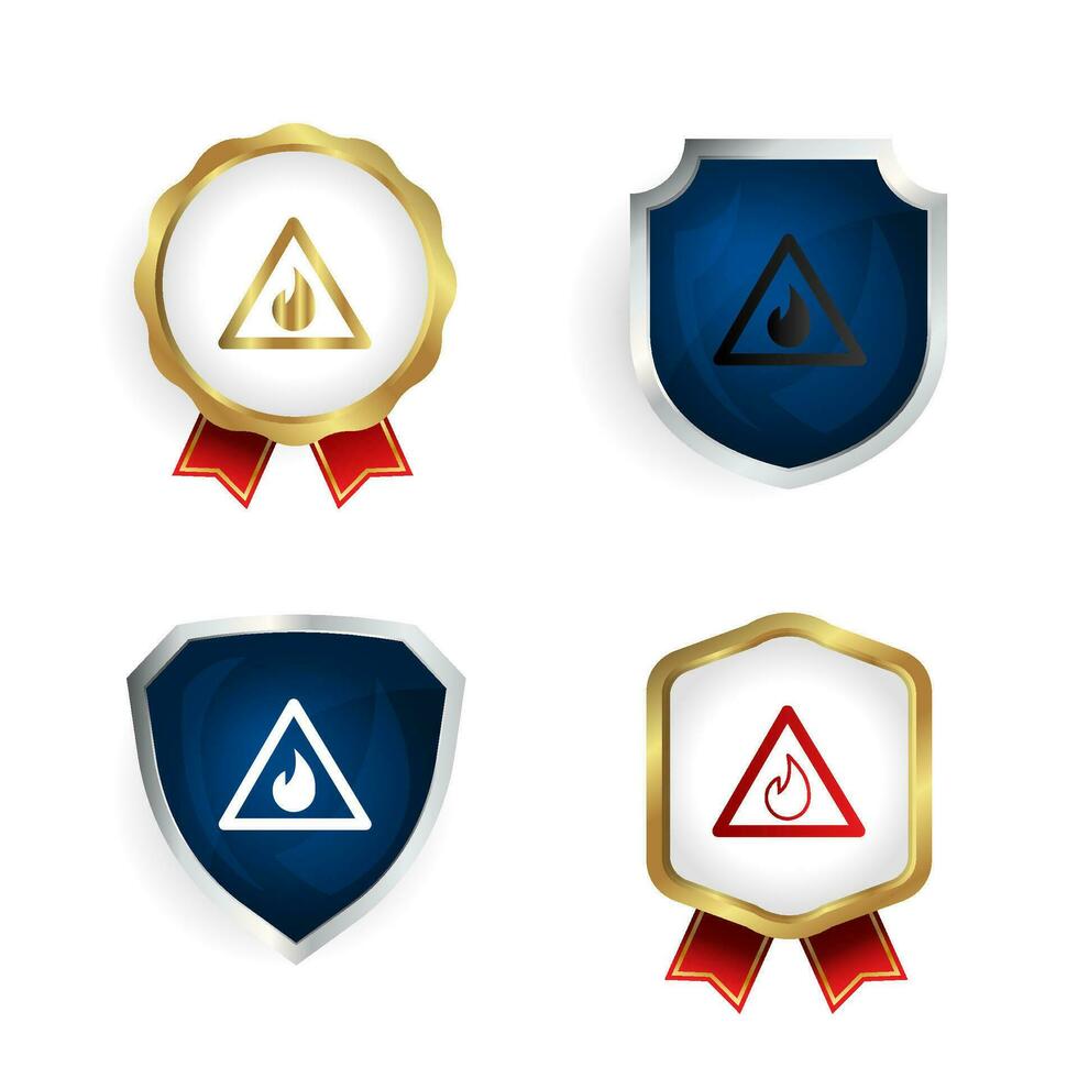Abstract Flammable Badge and Label Collection vector