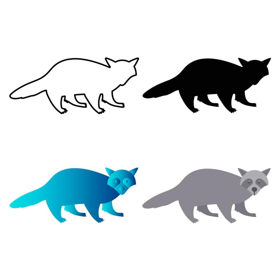 Abstract Flat Racoon Mammal Animal Silhouette Illustration vector