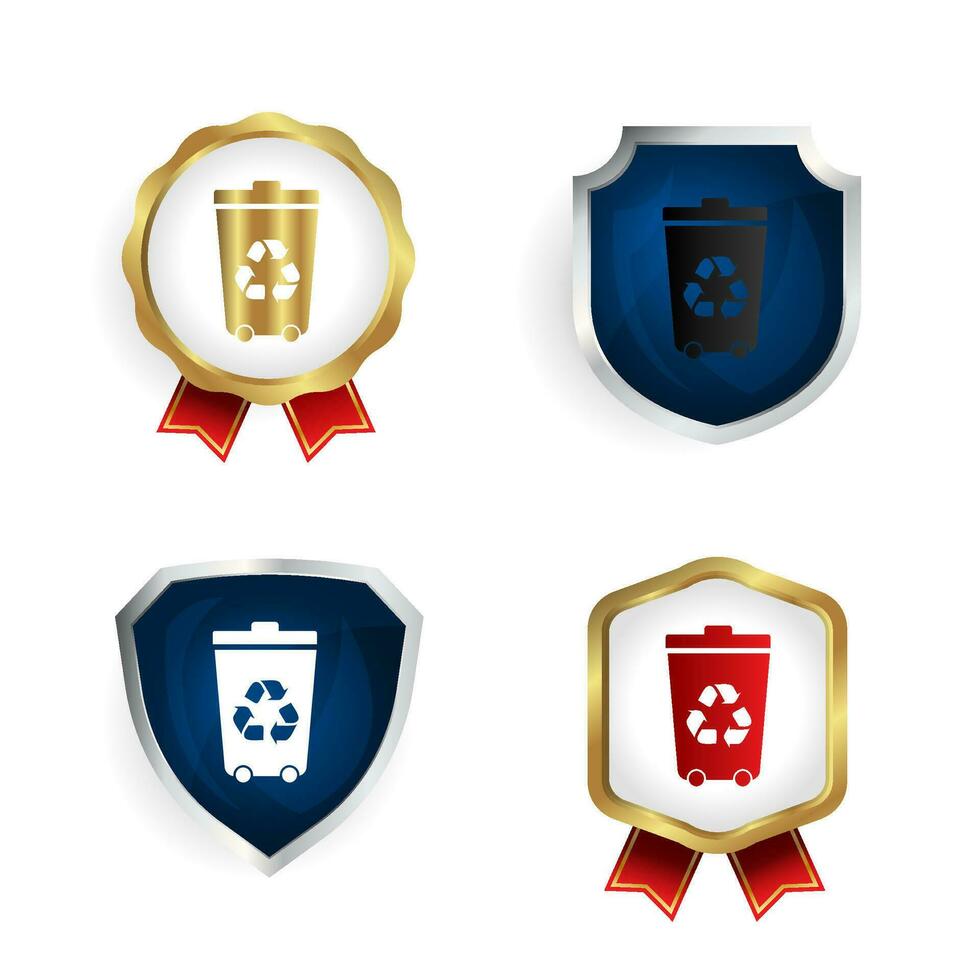 Abstract Recycle Badge and Label Collection vector