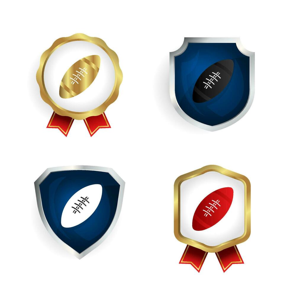 resumen rugby pelota Insignia y etiqueta colección vector