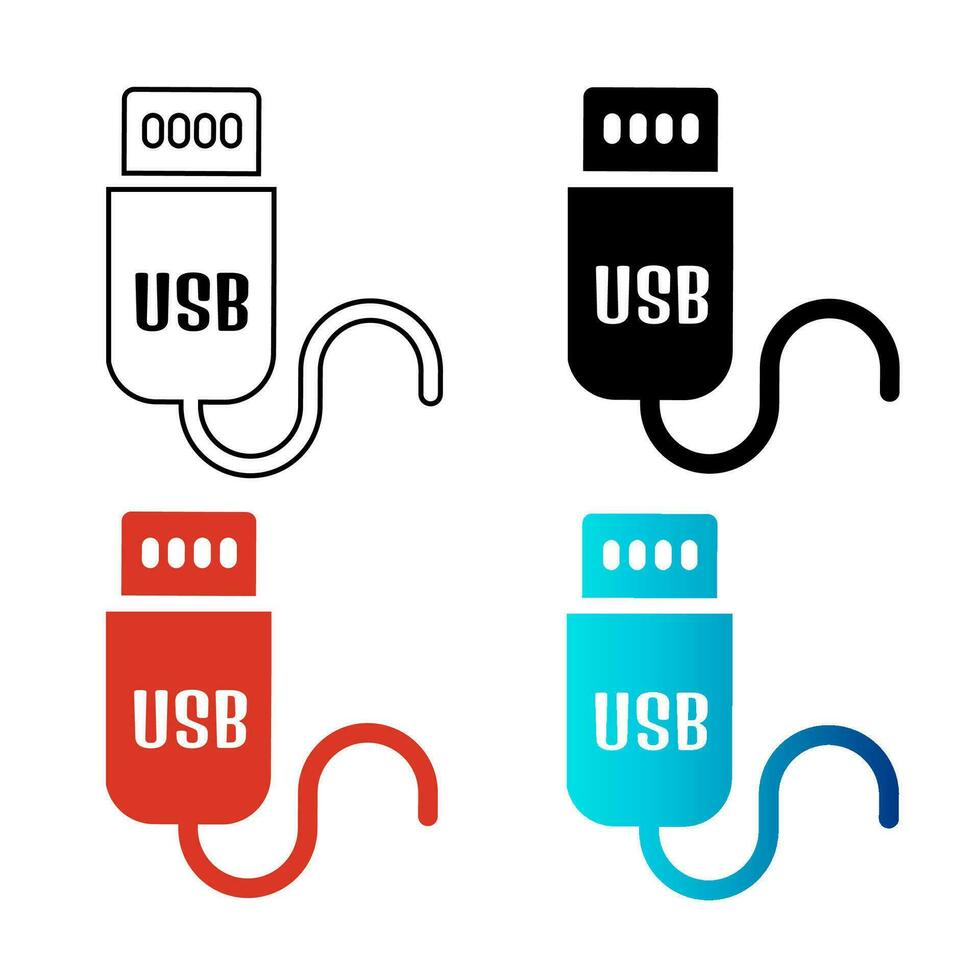 Abstract USB Flash Drive Silhouette Illustration vector