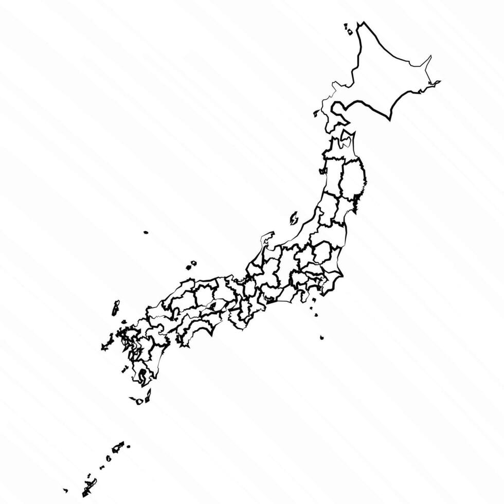 mano dibujado Japón mapa ilustración vector