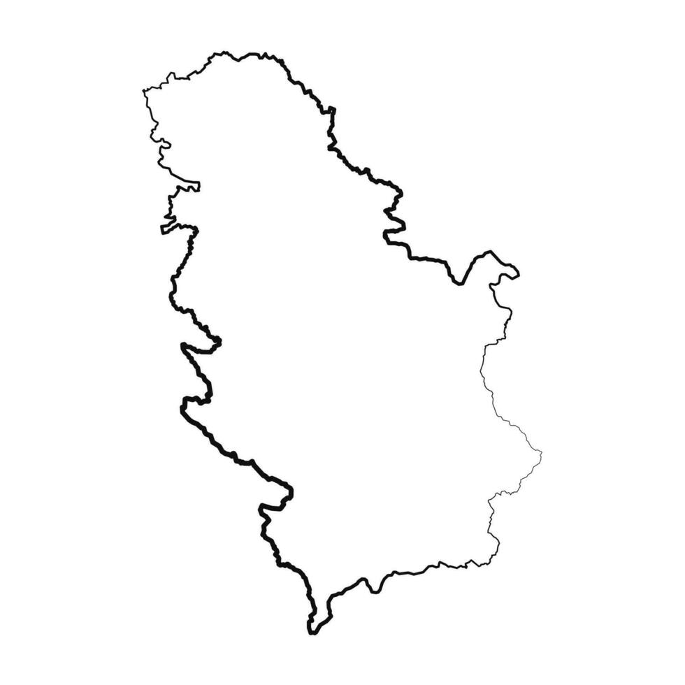 Hand Drawn Lined Serbia Simple Map Drawing vector