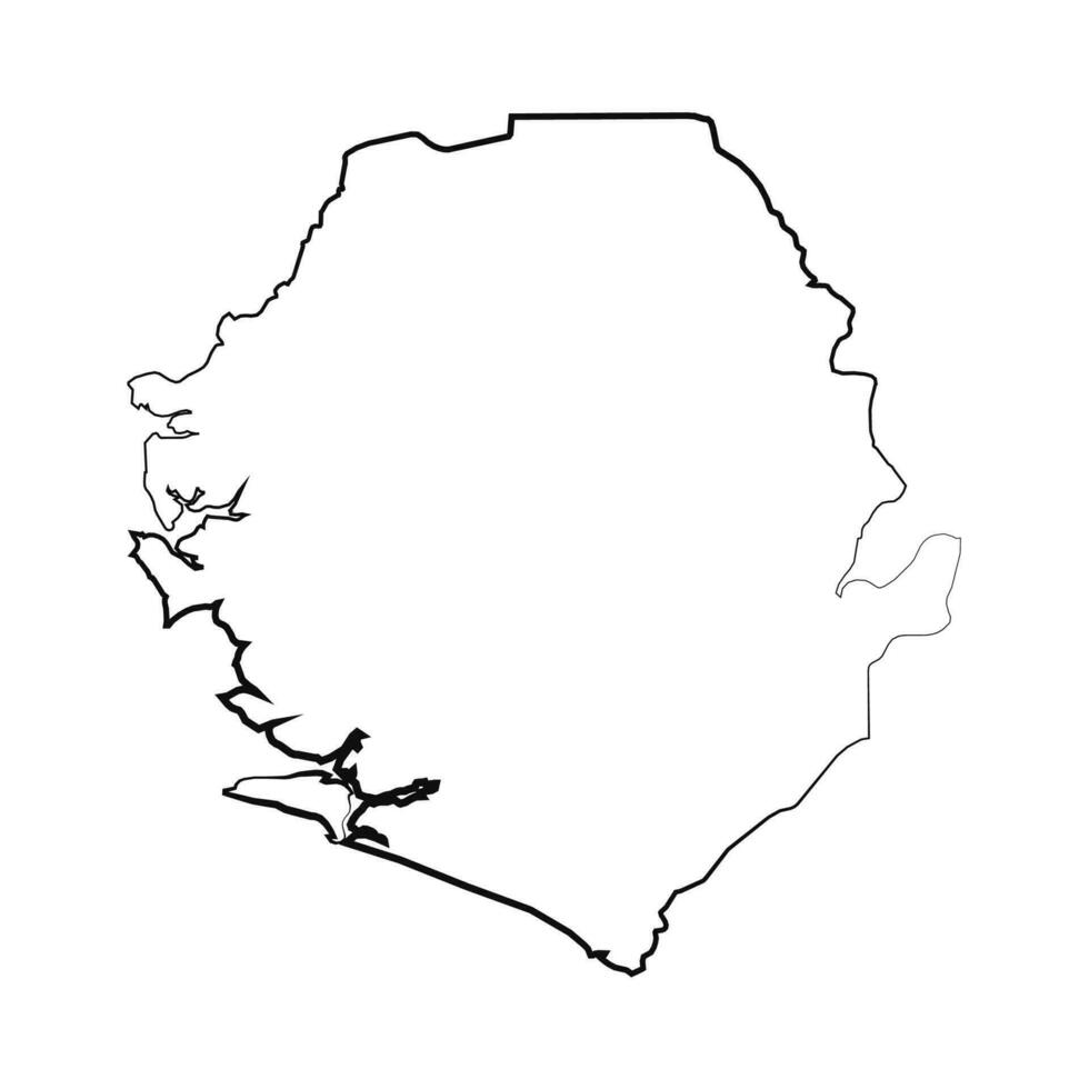 Hand Drawn Lined Sierra Leone Simple Map Drawing vector