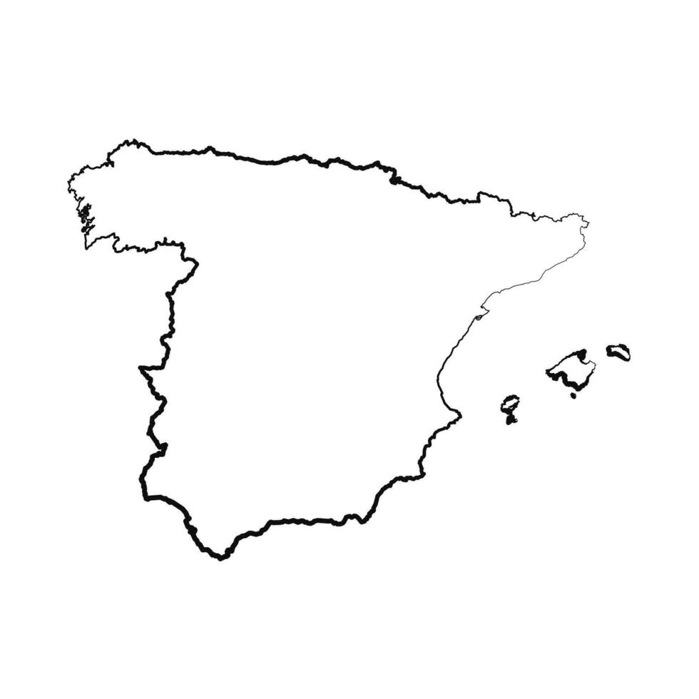 Hand Drawn Lined Spain Simple Map Drawing vector