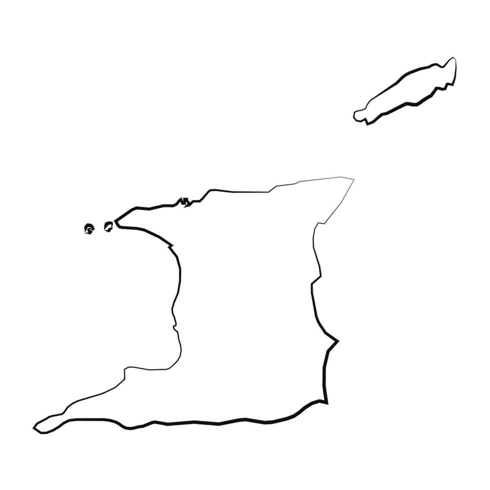 Hand Drawn Lined Trinidad and Tobago Simple Map Drawing vector