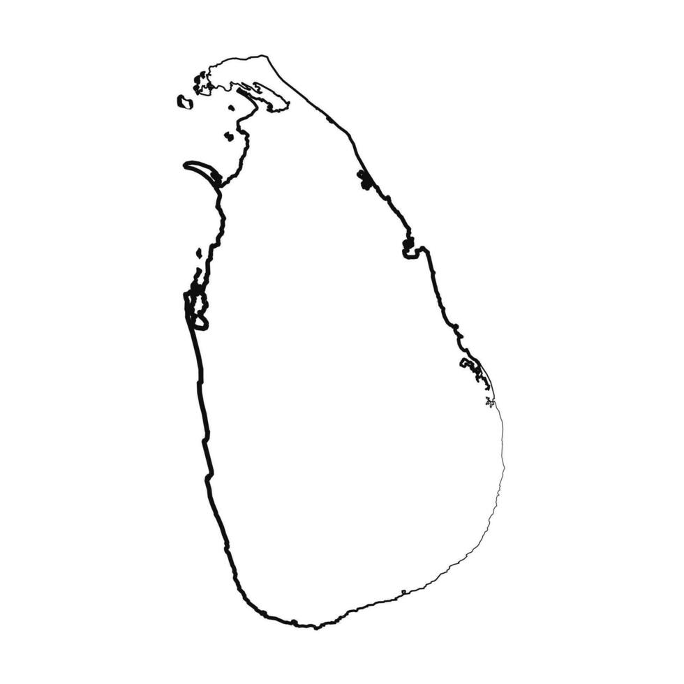 Hand Drawn Lined SriLanka Simple Map Drawing vector