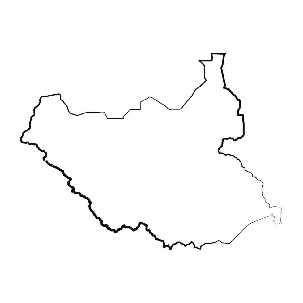 Hand Drawn Lined South Sudan Simple Map Drawing vector