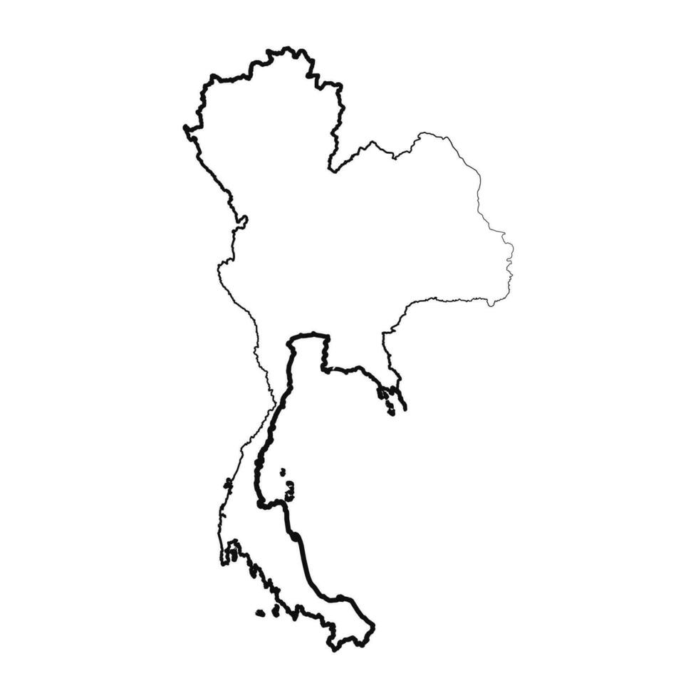 Hand Drawn Lined Thailand Simple Map Drawing vector