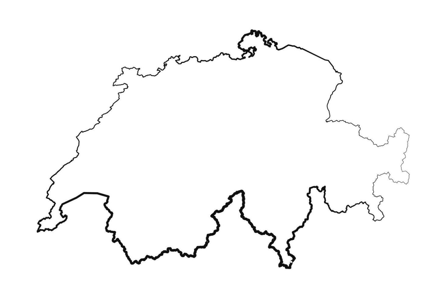 Hand Drawn Lined Switzerland Simple Map Drawing vector
