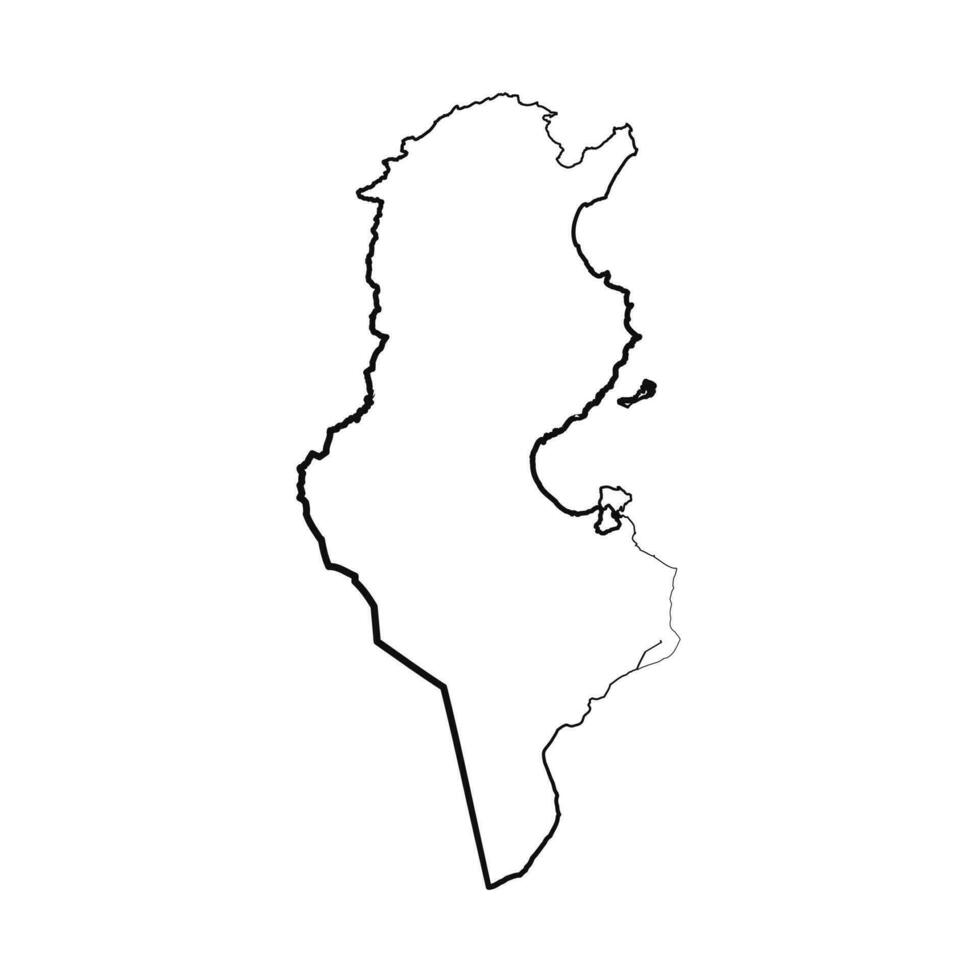 Hand Drawn Lined Tunisia Simple Map Drawing vector