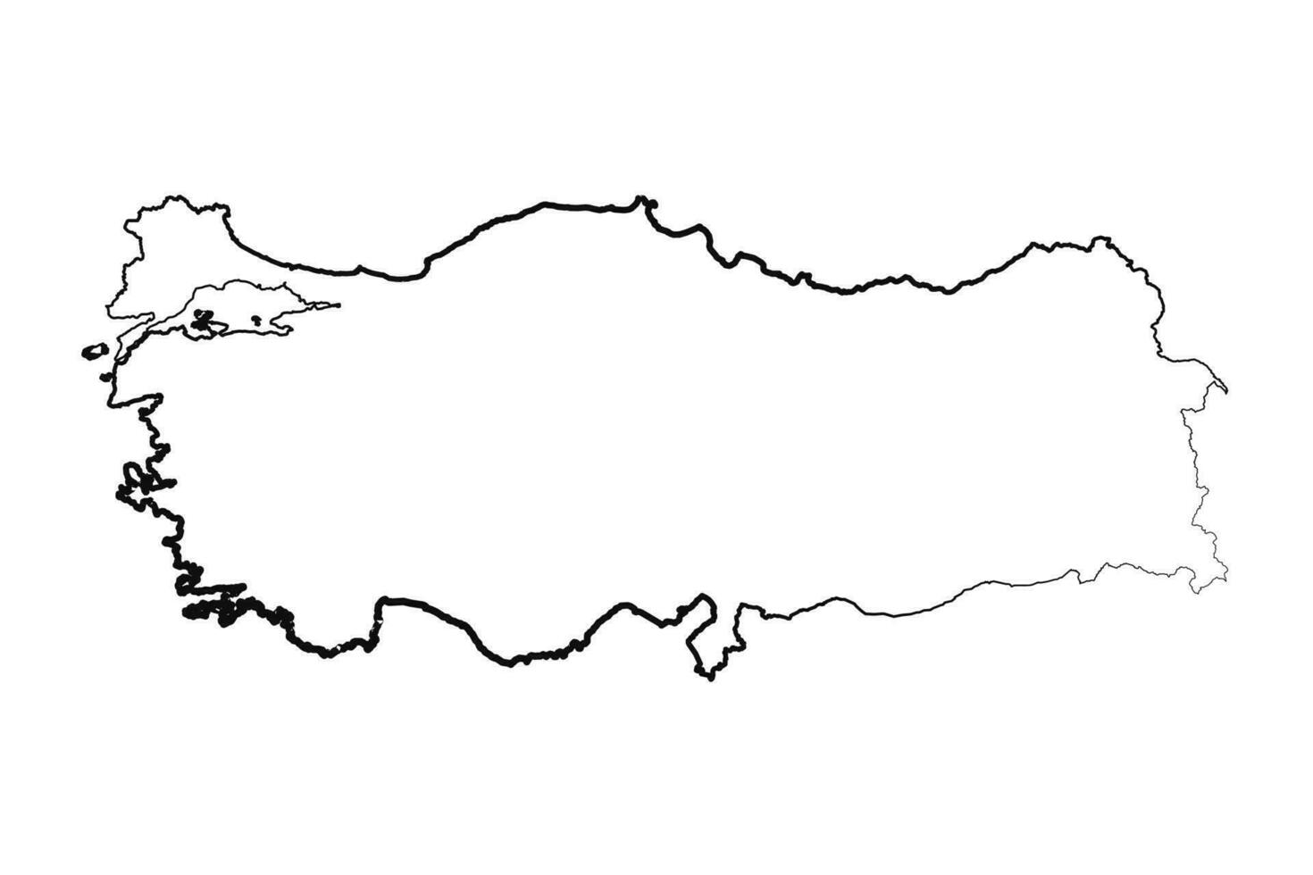 Hand Drawn Lined Turkey Simple Map Drawing vector