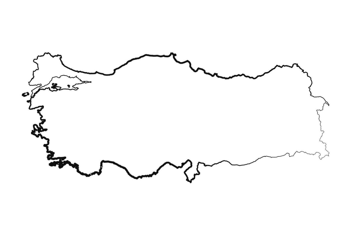 mano dibujado forrado Turquía sencillo mapa dibujo vector