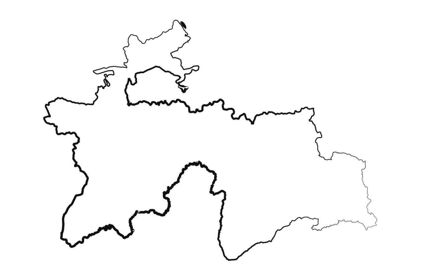 Hand Drawn Lined Tajikistan Simple Map Drawing vector
