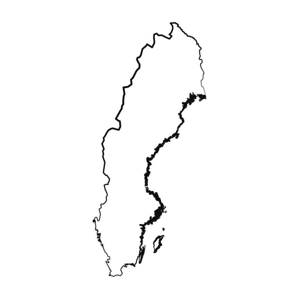 Hand Drawn Lined Sweden Simple Map Drawing vector
