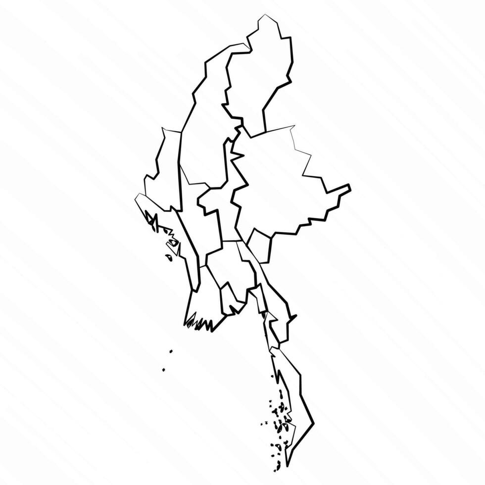 mano dibujado myanmar mapa ilustración vector