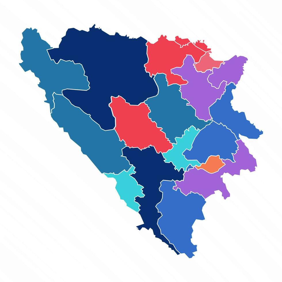 Multicolor Map of Bosnia and Herzegovina With Provinces vector