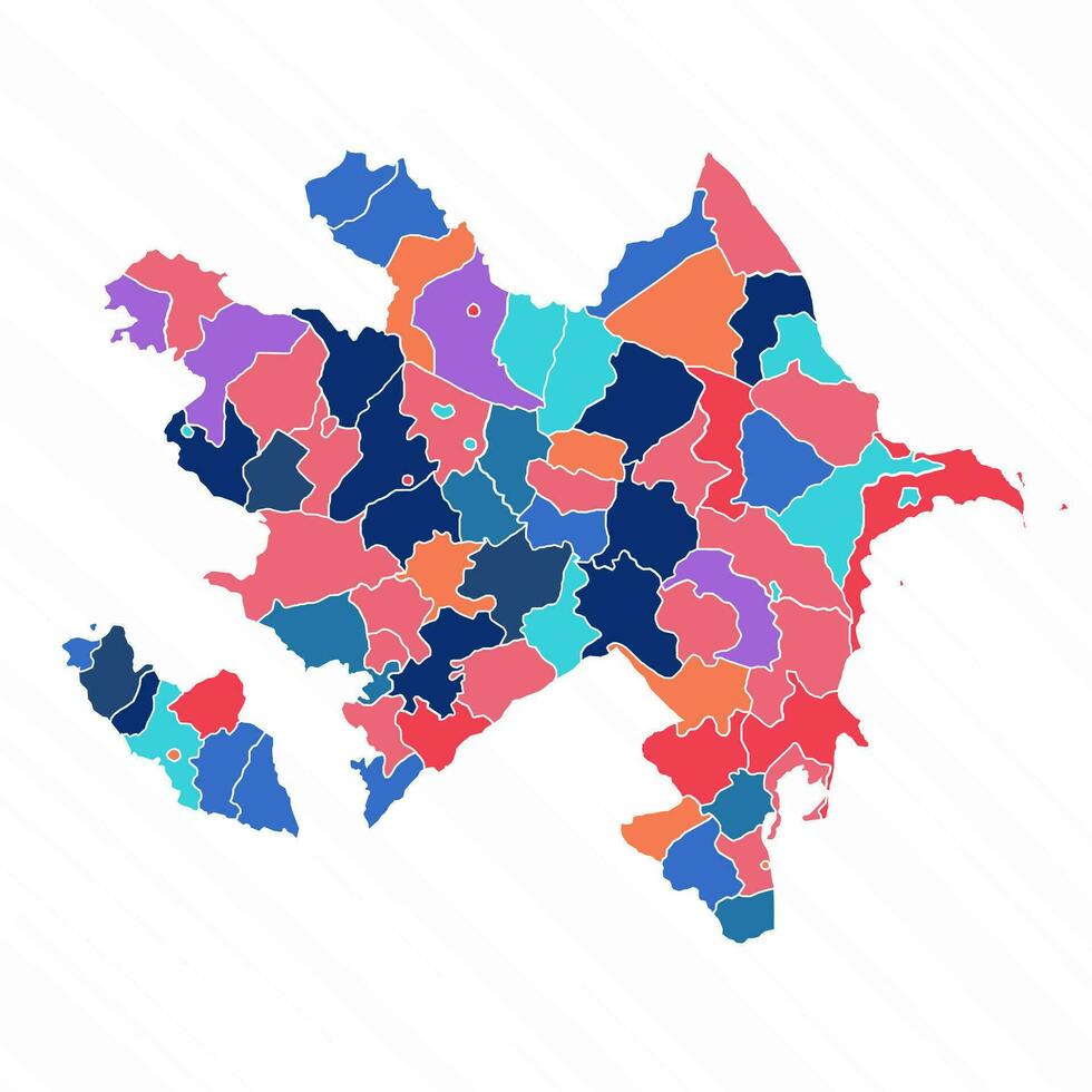 Multicolor Map of Azerbaijan With Provinces vector