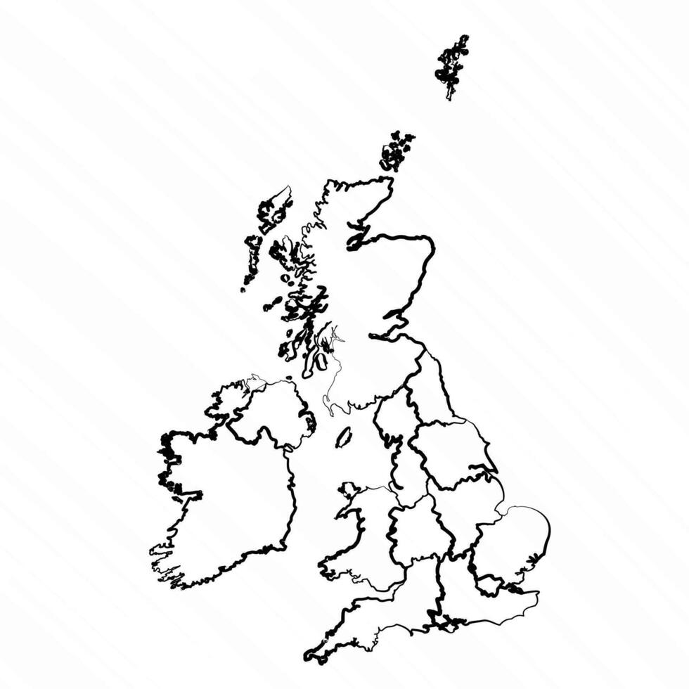 mano dibujado Reino Unido mapa ilustración vector