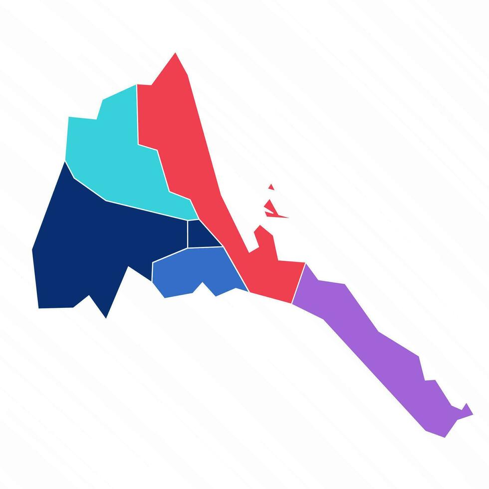Multicolor Map of Eritrea With Provinces vector