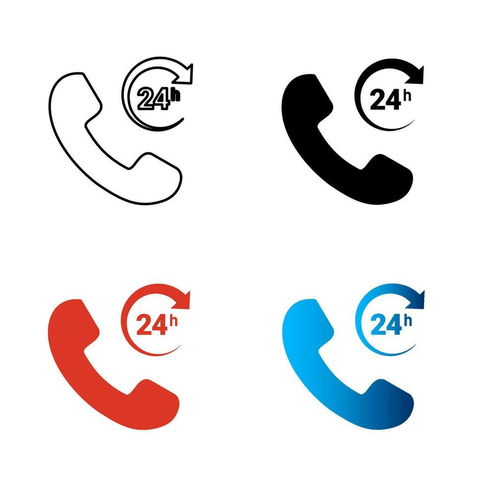 Abstract 24 Hours Call Silhouette Illustration vector