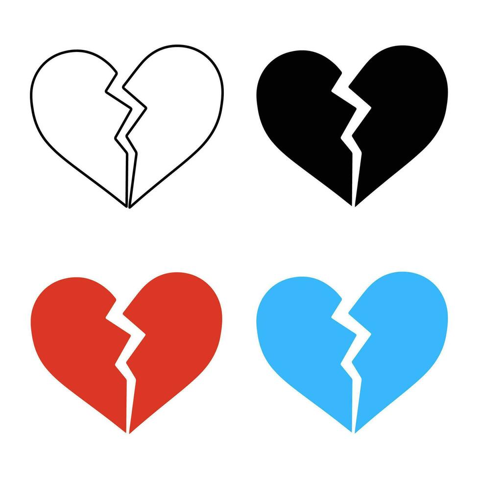 Abstract Broken Heart Silhouette Illustration vector