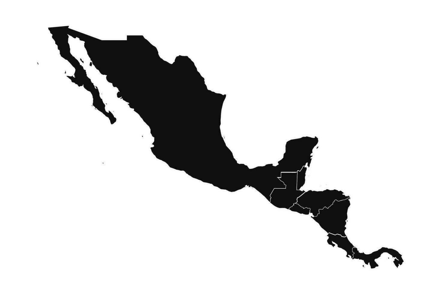 Abstract Central America Silhouette Detailed Map vector