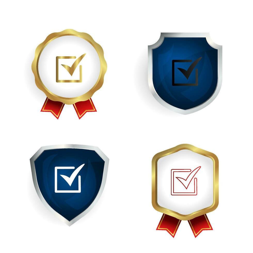 Abstract Check Mark Box Badge and Label Collection vector