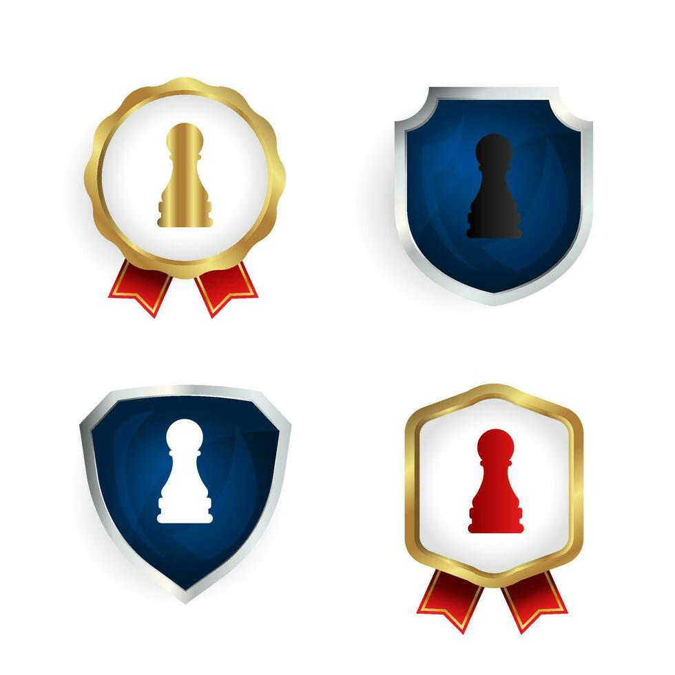 Abstract Chess Pawn Badge and Label Collection vector
