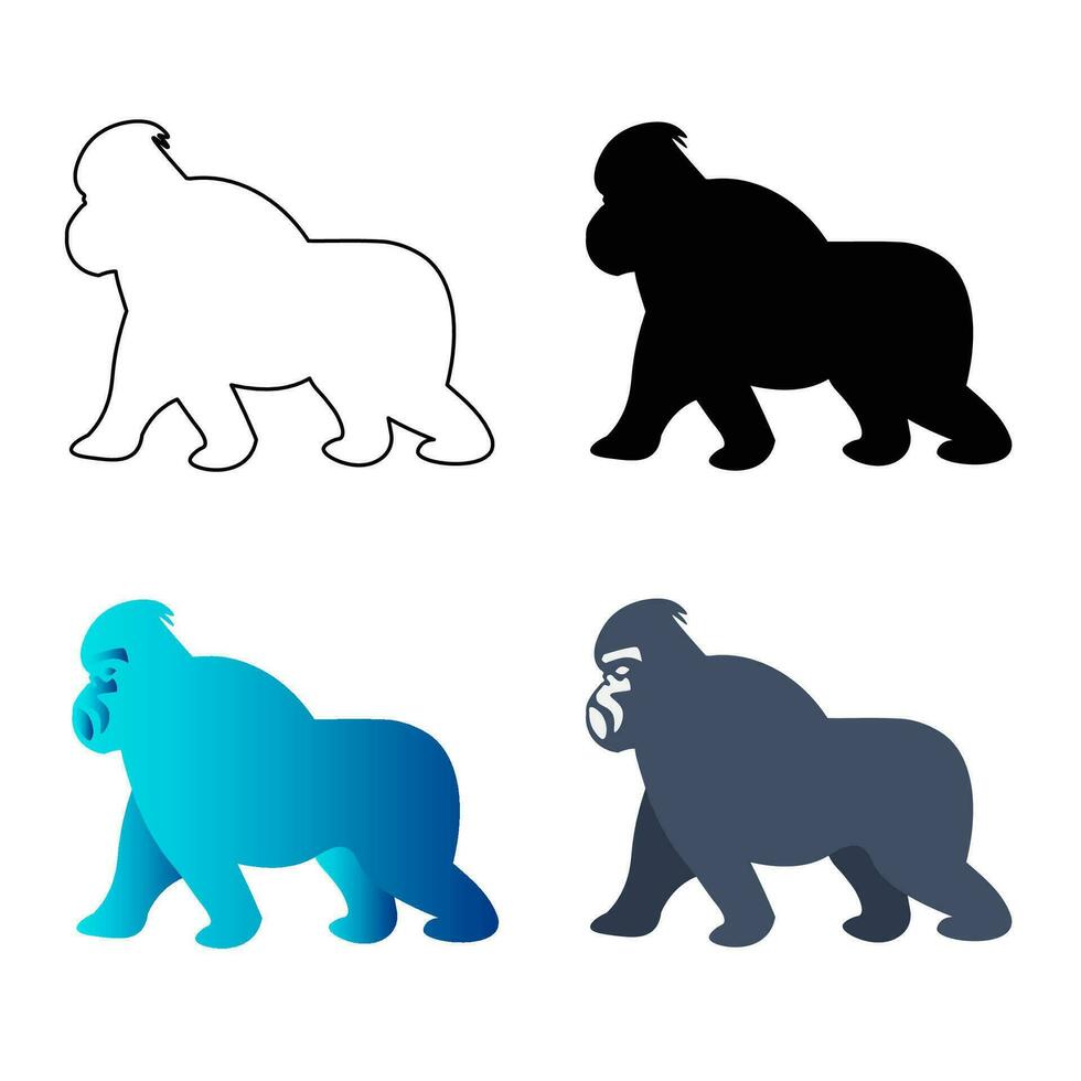 Abstract Flat Gorilla Animal Silhouette Illustration vector