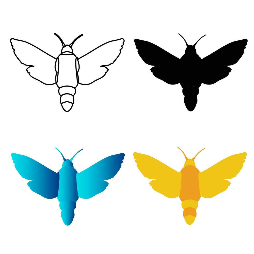 Abstract Flat Moth Insect Silhouette Illustration vector