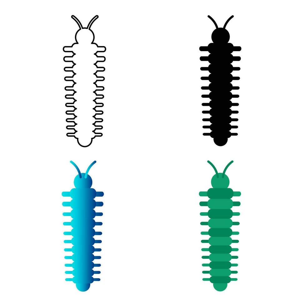 Abstract Flat Millipede Worm Animal Silhouette Illustration vector