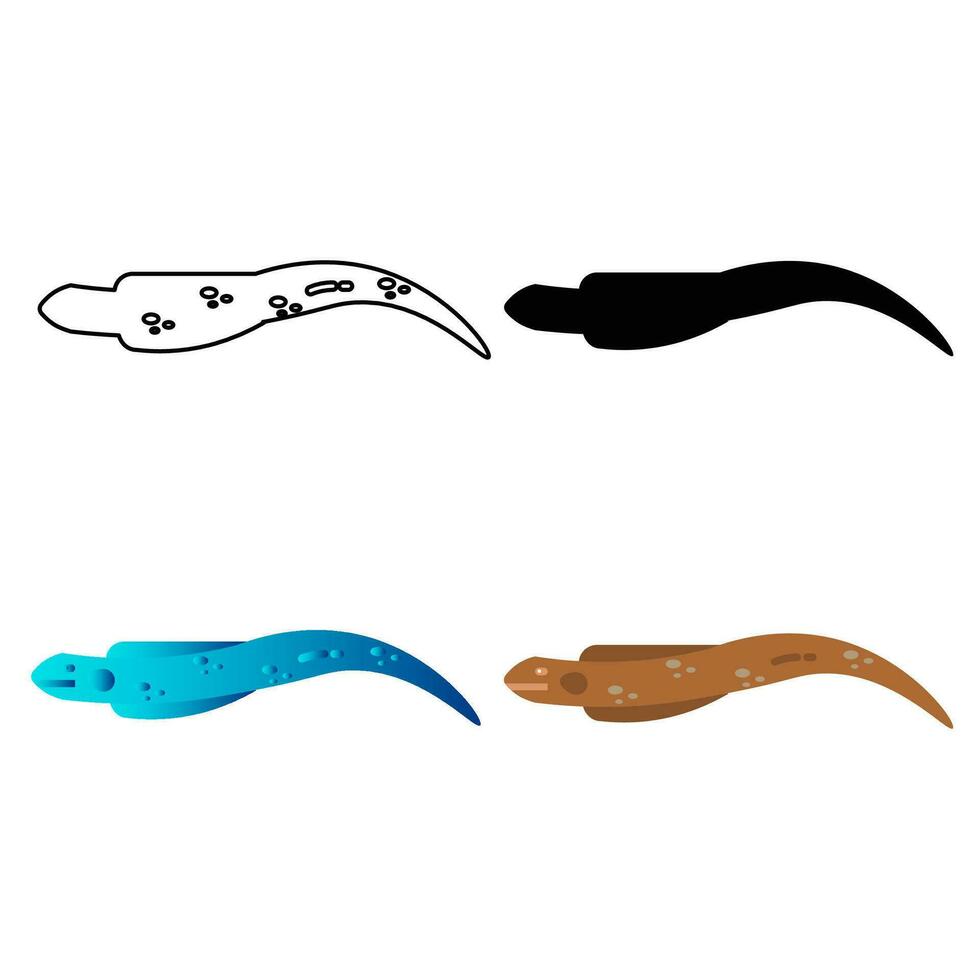 Abstract Flat Eel Animal Silhouette Illustration vector