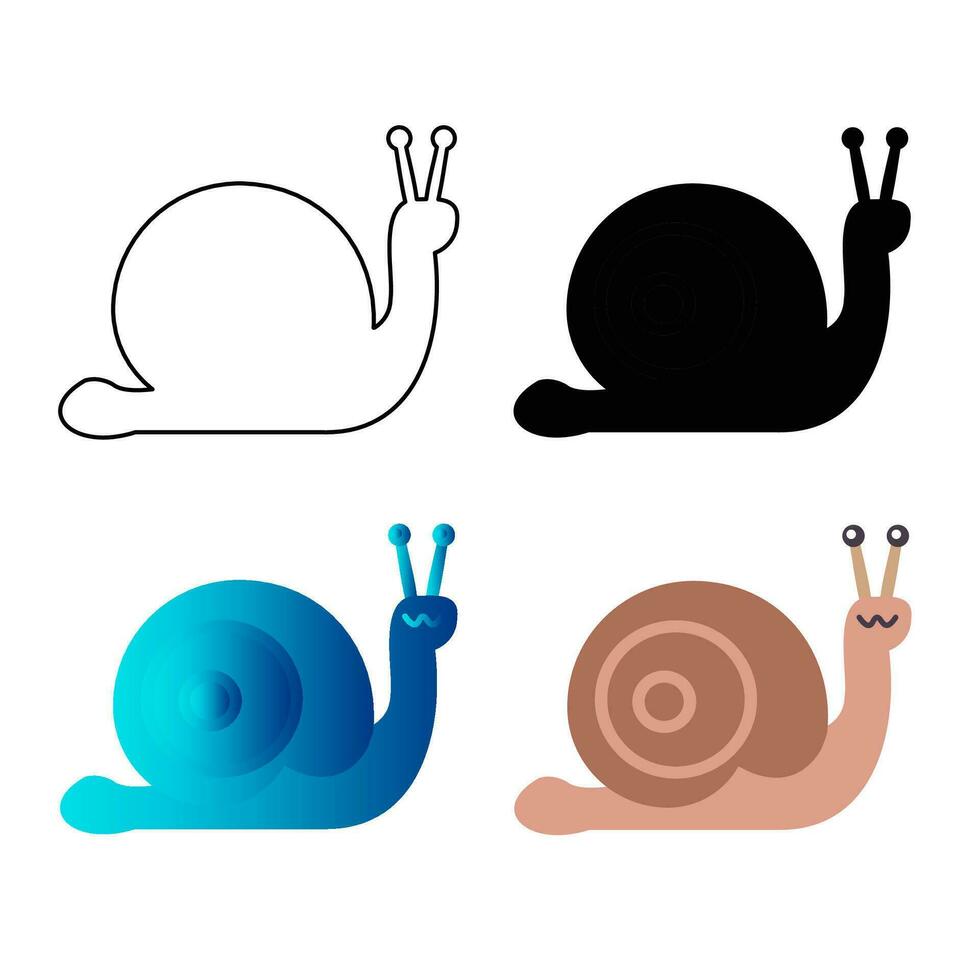 Abstract Flat Snail Animal Silhouette Illustration vector