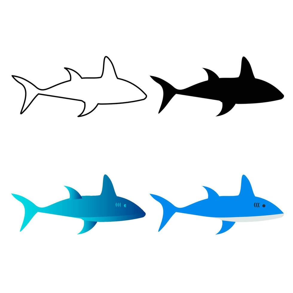 Abstract Flat Shark Animal Silhouette Illustration vector