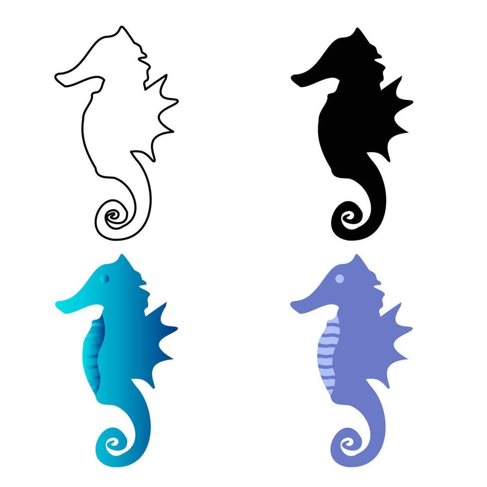 Abstract Flat Sea Horse Silhouette Illustration vector