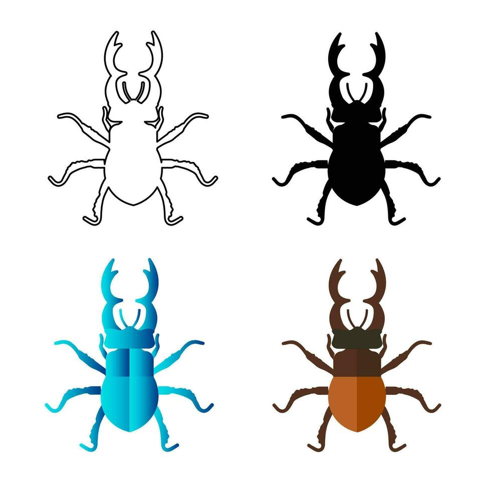Abstract Flat Stag Beetle Insect Silhouette Illustration vector