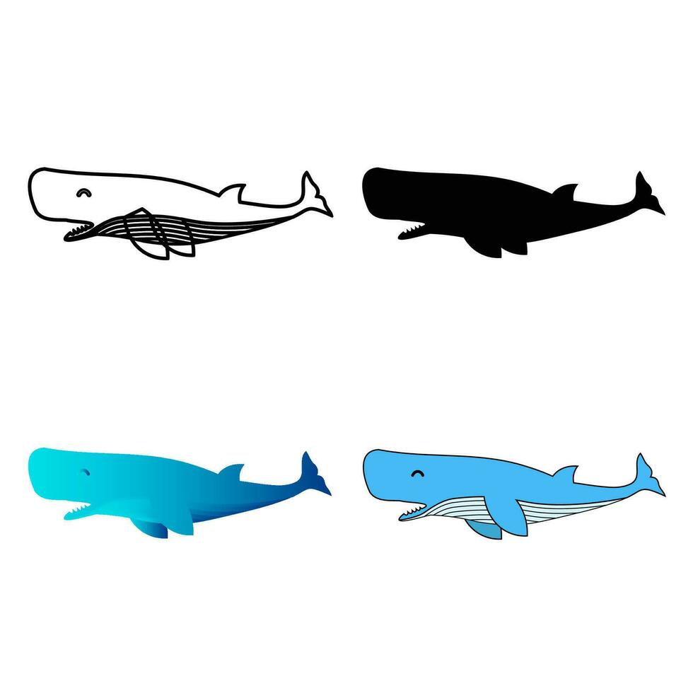 Abstract Flat Sperm Whale Silhouette Illustration vector