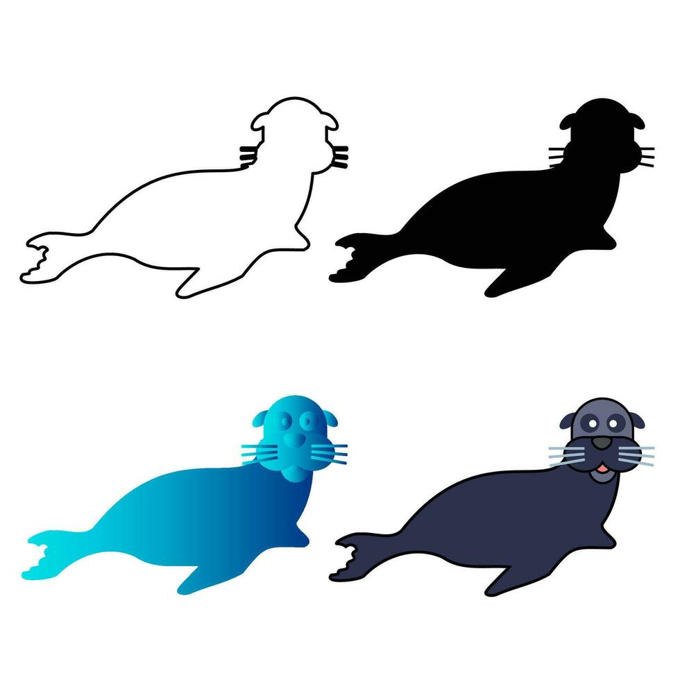 resumen plano mar león silueta ilustración vector